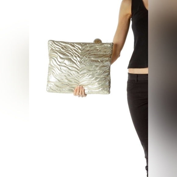 Antonio Melani Gold Metallic Textured‎ Clutch #6 - Picture 2 of 14